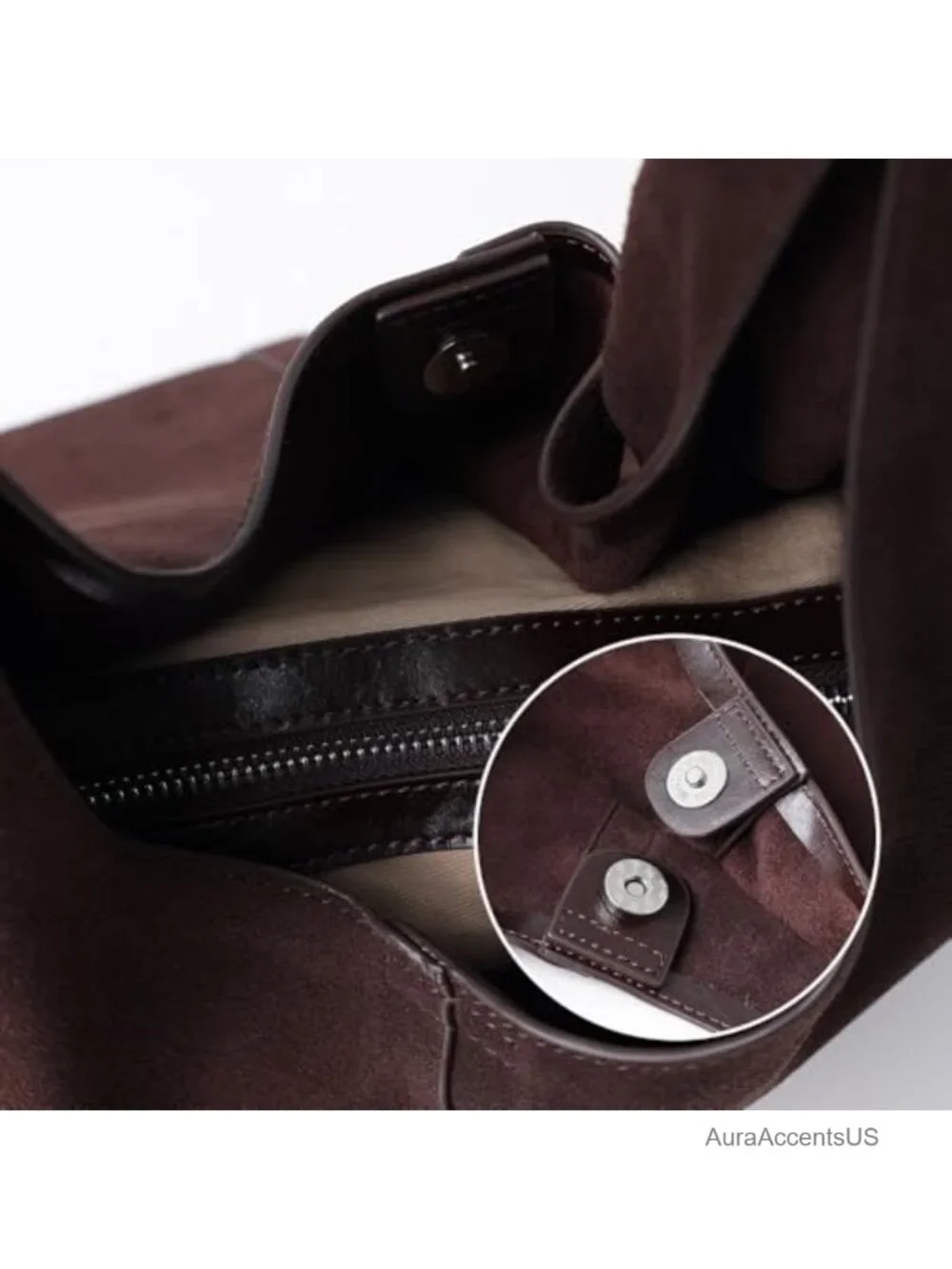 Genuine Suede Leather Hobo Bag Oversized Crescent Shoulder Tote Detachable Pouch